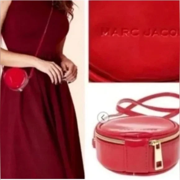 MARC JACOBS TikTok Famous 4" Red Patent Leather Cross Body Mini Round Purse NWT - Picture 2 of 6